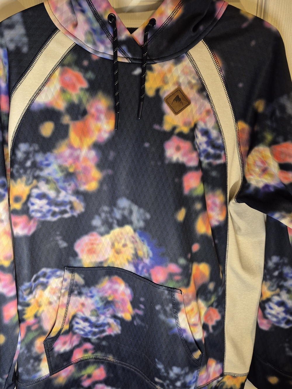 Burton Floral-Print Pullover Hoodie in Blue and Cream